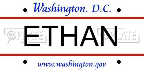 ETHAN District Of Columbia License Plate