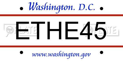 ETHE45 District Of Columbia License Plate