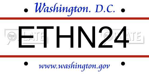 ETHN24 District Of Columbia License Plate
