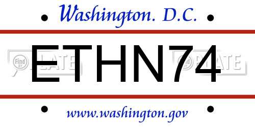 ETHN74 District Of Columbia License Plate