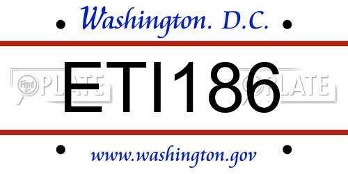 ETI186 District Of Columbia License Plate