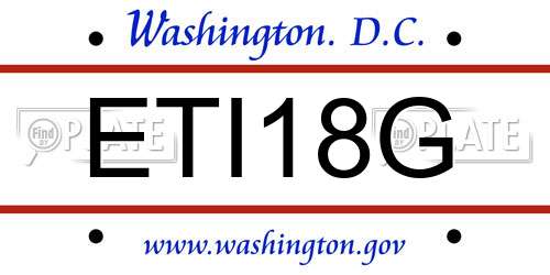 ETI18G District Of Columbia License Plate