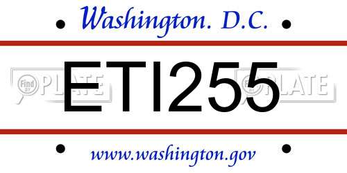 ETI255 District Of Columbia License Plate