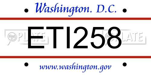 ETI258 District Of Columbia License Plate