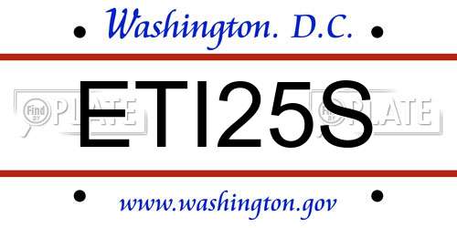 ETI25S District Of Columbia License Plate