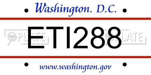 ETI288 District Of Columbia License Plate