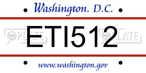 ETI512 District Of Columbia License Plate