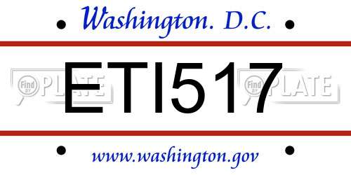 ETI517 District Of Columbia License Plate