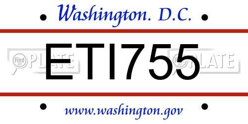 ETI755 District Of Columbia License Plate