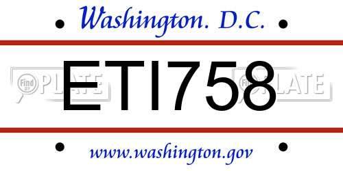 ETI758 District Of Columbia License Plate