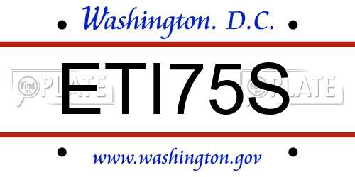 ETI75S District Of Columbia License Plate