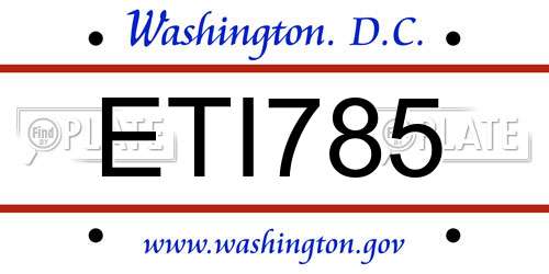 ETI785 District Of Columbia License Plate