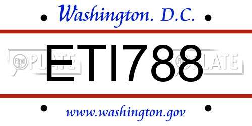 ETI788 District Of Columbia License Plate