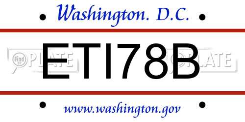 ETI78B District Of Columbia License Plate