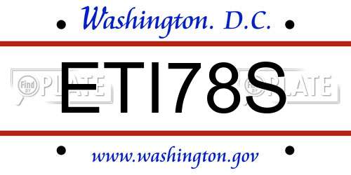 ETI78S District Of Columbia License Plate