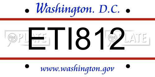 ETI812 District Of Columbia License Plate