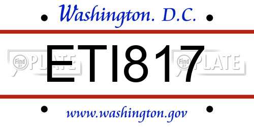 ETI817 District Of Columbia License Plate