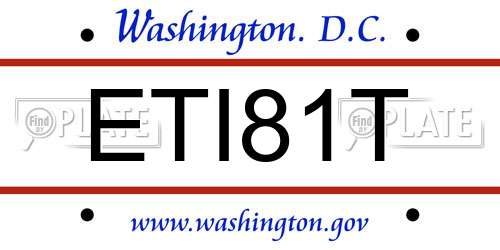 ETI81T District Of Columbia License Plate