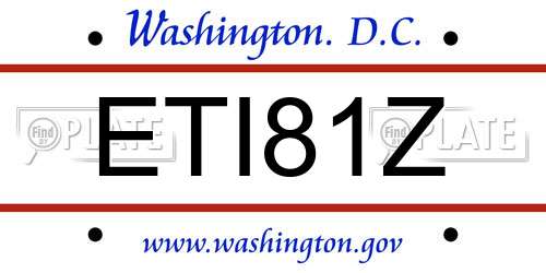 ETI81Z District Of Columbia License Plate