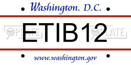 ETIB12 District Of Columbia License Plate