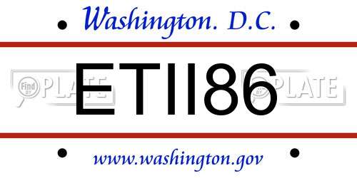 ETII86 District Of Columbia License Plate