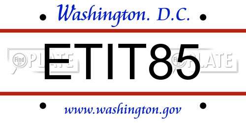 ETIT85 District Of Columbia License Plate