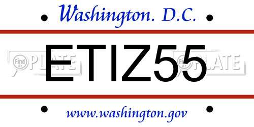 ETIZ55 District Of Columbia License Plate