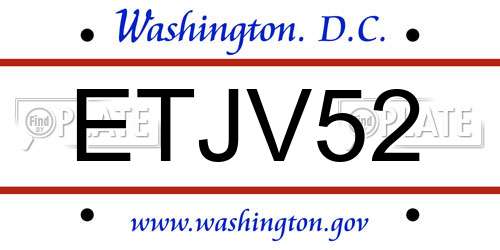 ETJV52 District Of Columbia License Plate