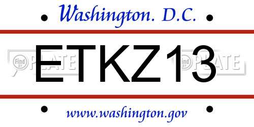 ETKZ13 District Of Columbia License Plate