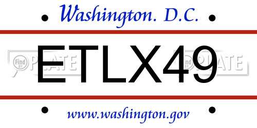 ETLX49 District Of Columbia License Plate