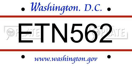 ETN562 District Of Columbia License Plate
