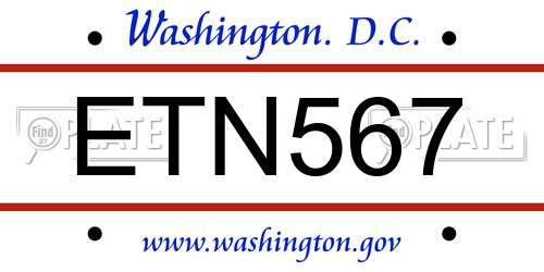 ETN567 District Of Columbia License Plate