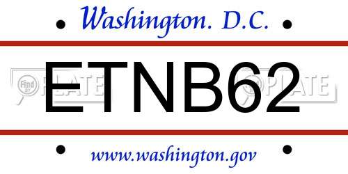 ETNB62 District Of Columbia License Plate