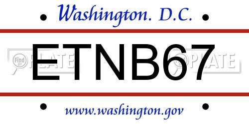 ETNB67 District Of Columbia License Plate
