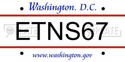 ETNS67 District Of Columbia License Plate