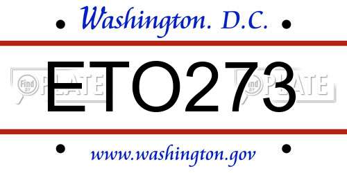 ETO273 District Of Columbia License Plate