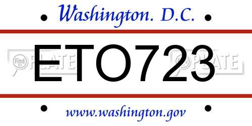ETO723 District Of Columbia License Plate