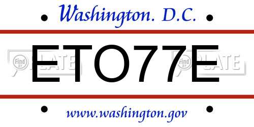 ETO77E District Of Columbia License Plate