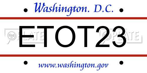 ETOT23 District Of Columbia License Plate