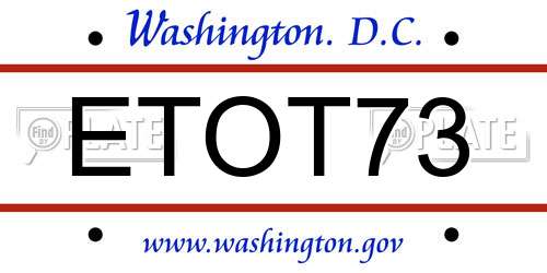 ETOT73 District Of Columbia License Plate