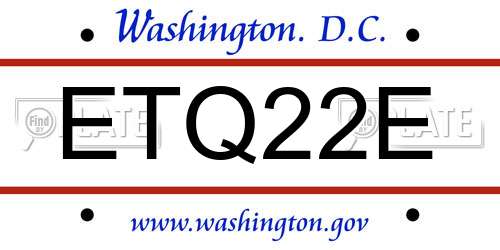 ETQ22E District Of Columbia License Plate