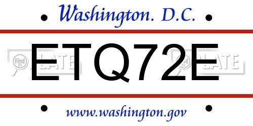 ETQ72E District Of Columbia License Plate