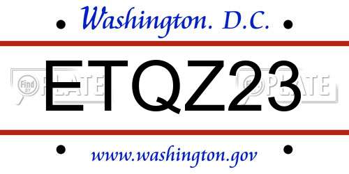 ETQZ23 District Of Columbia License Plate