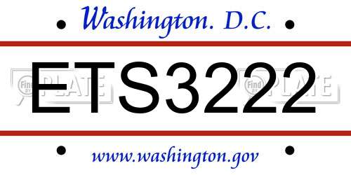 ETS3222 District Of Columbia License Plate