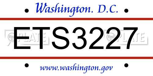 ETS3227 District Of Columbia License Plate
