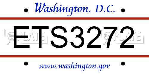 ETS3272 District Of Columbia License Plate