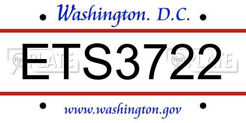 ETS3722 District Of Columbia License Plate