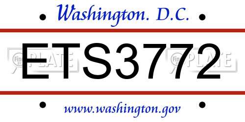 ETS3772 District Of Columbia License Plate