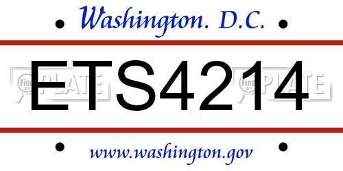 ETS4214 District Of Columbia License Plate