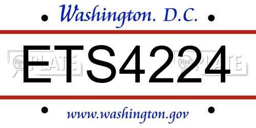 ETS4224 District Of Columbia License Plate